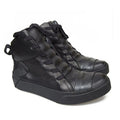 Retro Mixed Color Men Ankle Boots Handmade Genuine Leather High-top Men Sneakers Dark Black Street Style Fashion Men Flat Shoes