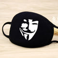 Black Face Mask Unisex Winter Warm Thickening Half Face Mouth Mask Cotton Cartoon Pattern Anti-Dust Anti- Respirator Kpop Mask