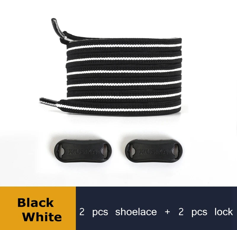 Elastic Shoe Laces Buckle Lock No Tie Shoelaces Sneakers Flat Woven Shoelace without Ties Kids Adult Rubber Bands for Shoes