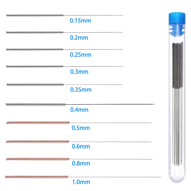 10Pcs Stainless Steel Nozzle Cleaning Needles 0.2mm 0.3mm 0.4mm 0.5mm 0.6mm 0.8mm 1.0mm Drill Bits 3D Printer Parts Accessories