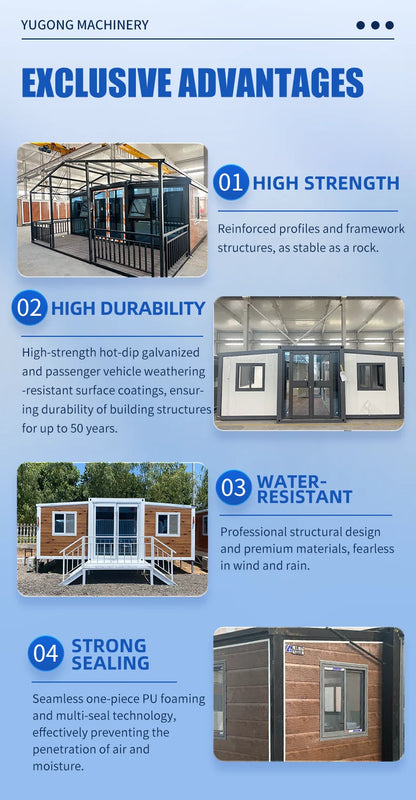 20FT/40 Portable Folding Steel Container House Prefabricated Tiny Home with 2/3 Bedroom Modular Expandable Housing customizable