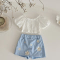 6M -3Y Baby Clothes Outfits Summer New Korean Style Short sleeve + Flower Embroidery Shorts Sets Toddler Costume Cute Girls Suit