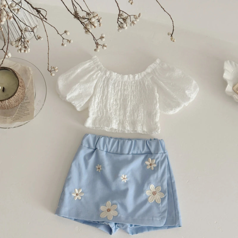 6M -3Y Baby Clothes Outfits Summer New Korean Style Short sleeve + Flower Embroidery Shorts Sets Toddler Costume Cute Girls Suit
