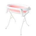 Foldable Baby Bath Tub with Stand No Bend Over Infant Bathing Collapsible Plastic Bathtub Iron Frame Supports Up to 20kg