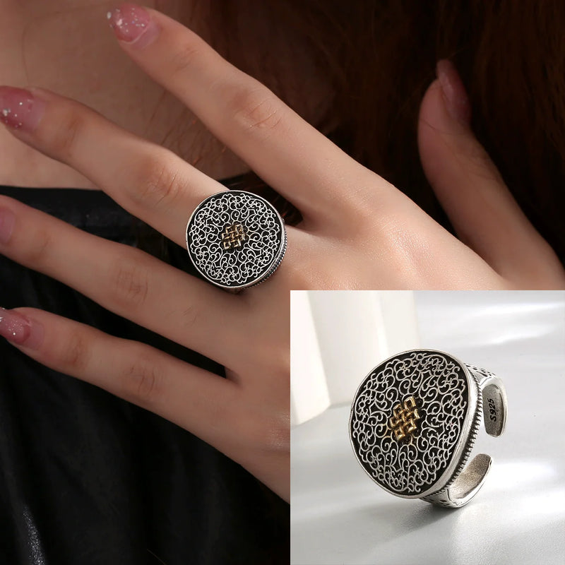 VENTFILLE 925 Sterling Silver Geometric Multilayer Round | SAMAG
