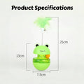 Frog Wobbler Cat Toy with Feather Teaser Spin Tipping Motion Treat Dispenser Self Feeder for Indoor Solo Play