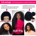 New Arrival 3 IN 1 Half Wig With Drawstring Seamless Human Hair Wig Kinky Curly Headband Wig Upgrade for Women Summer Machine Wigs