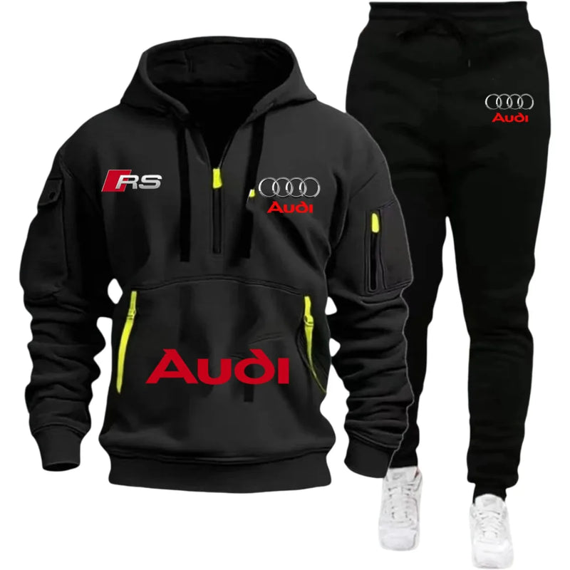 Audi Warm Hoodie Pullover Jacket & Two - Piece Casual Sport Pants Set Insulated Outdoor Fashion - View 2 | SAMAG