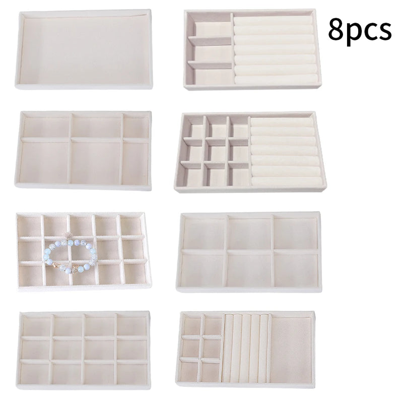 1 Set, (Including 8PCS) Flocking Jewelry Box Jewelry Tray