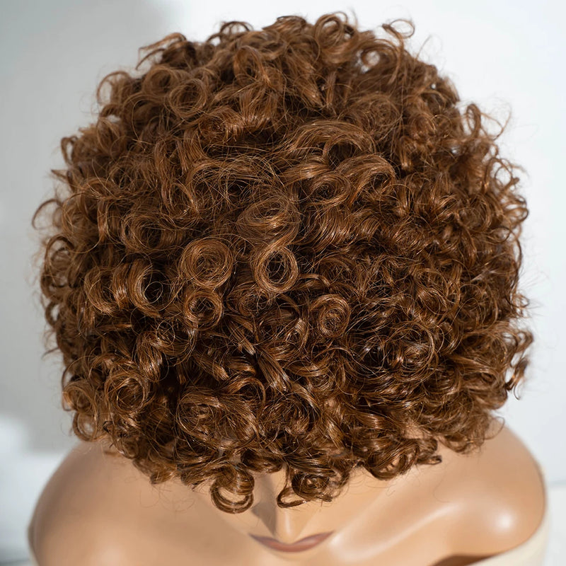 Lekker Black Short Pixie Cut Curly Bob 100% Human Hair Wigs For Women Brazilian Remy Hair Full Machine Made Glueless Daily Wigs