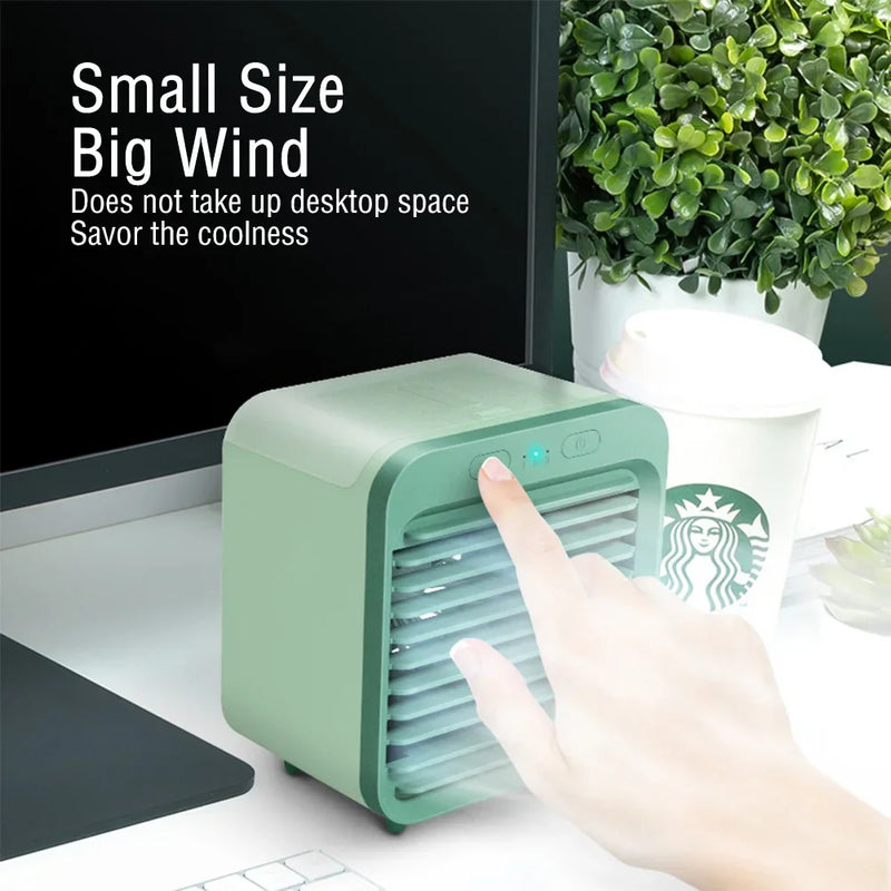Portable Air Conditioner Fan USB Desktop Fan Rechargeable Mini Air Humidifier Cooler Table Cooling Mist Fan for Office Home