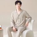 Korean Fashion Men's Cardigan Homewear for Autumn Spring Male Long Sleeves Long Pant 2Pcs/set Loungewear Hombre Pijamas 2026