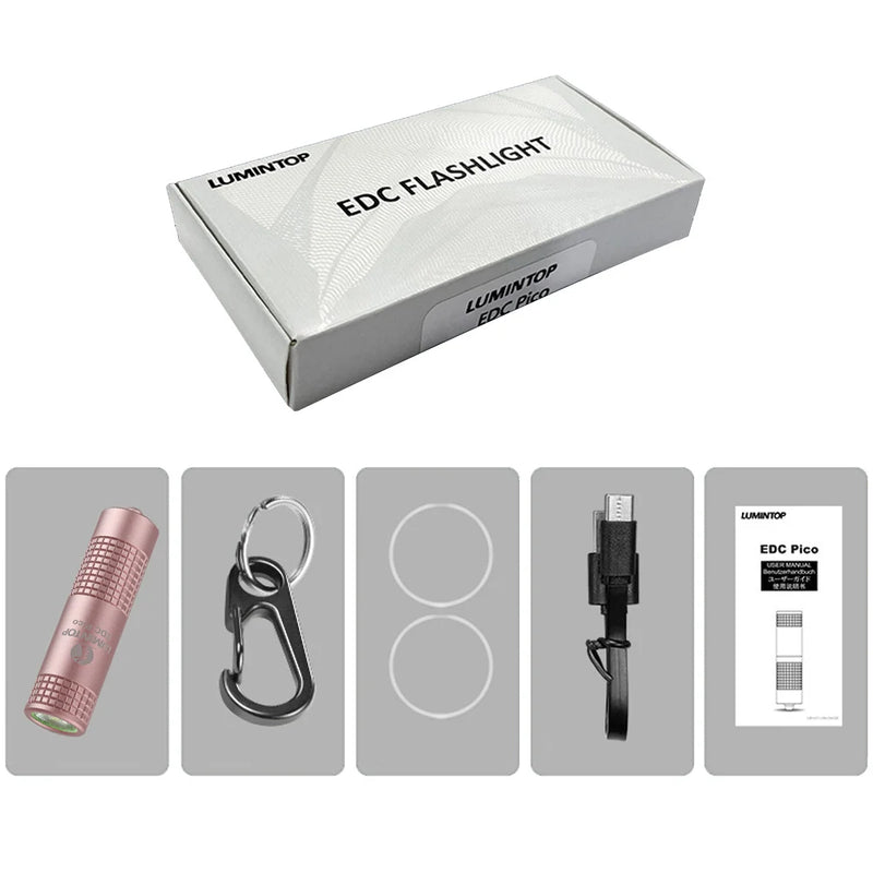 LED Camping Flashlight High Power 130 Lumens Keychain Lantern Pocket Outdoor Light 40M USB C 10280 Charging Torch Lamp EDC Pico