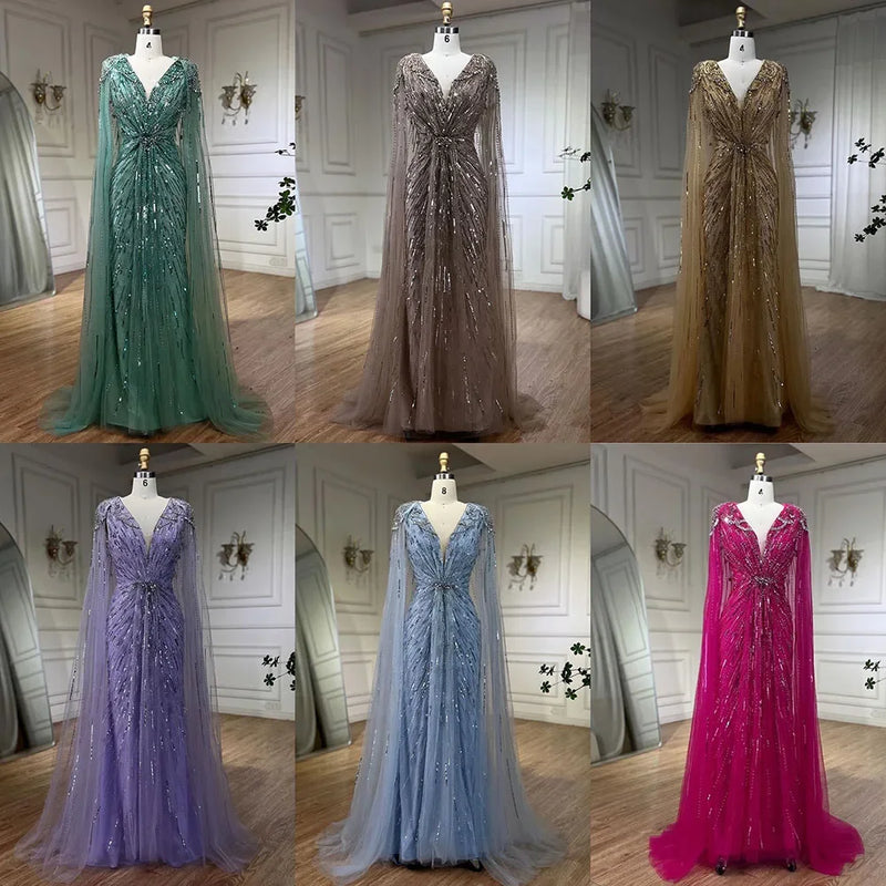 Serene Hill Turquoise Mermaid Evening Dresses Gowns | SAMAG