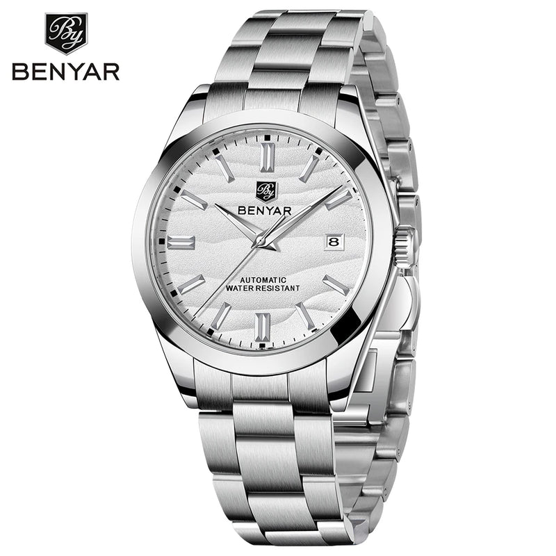 Benyar luxury brand sand particle size 40mm mechanical watch 316L stainless steel 5Bar waterproof men's automatic watch