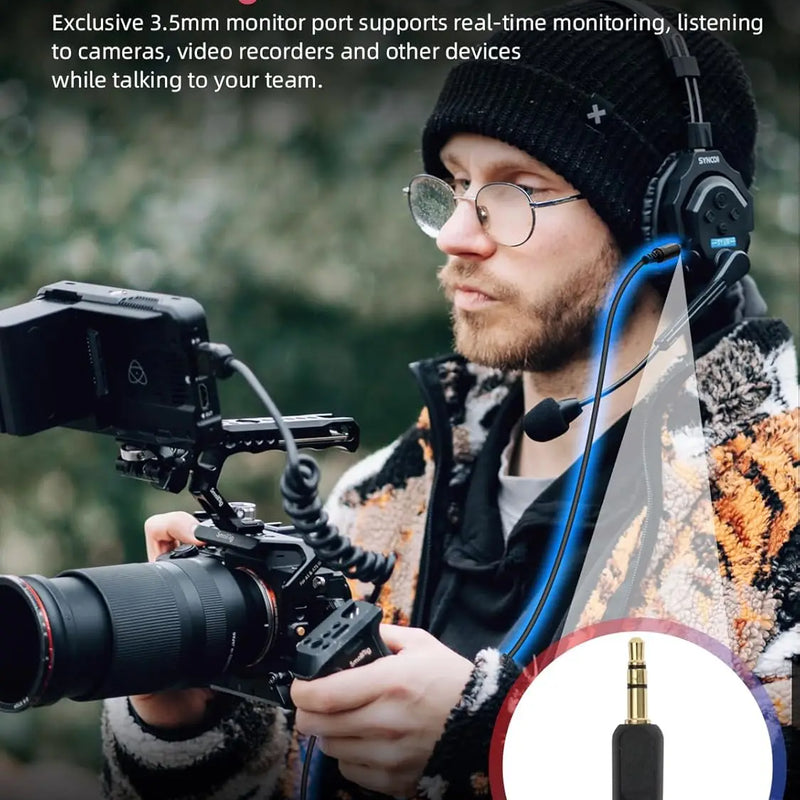 SYNCO XTALK X2 X5 2.4G Wireless Intercom Headset System 2-Person 350M 1148FT 24H Working Time Noise Reduction for Video Shooting