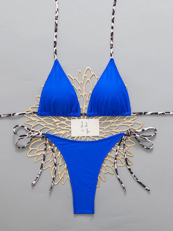 Sexy Leopard Women's Beach Bikini Swimsuit Halter Tie | SAMAG