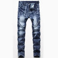 Fashionable New Men's Motorcycle Jeans Pleated Holes | SAMAG