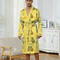 men's Robes 2025 printed pineapple poker pajamas suitable for family couple thin design light  luxurious pajamas long Nightgown
