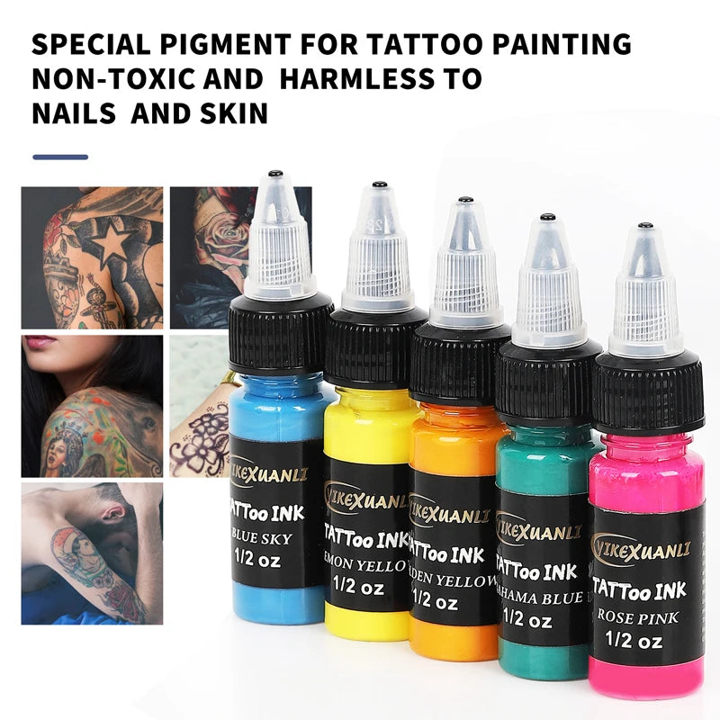 15ml 14colors Tattoo Ink Pigment with box Body Art Tattoo Kits Professional Beauty Paints Makeup Tattoo Supplies Semi-permanent