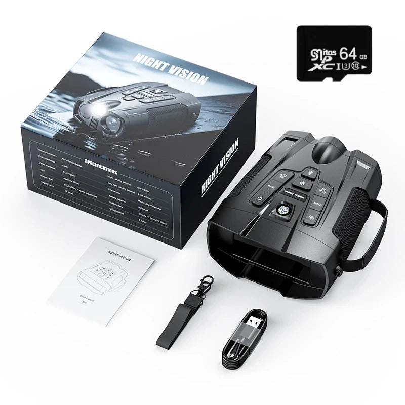4K Night Vision Binoculars 10x Digital Zoom 7-level Infrared Night Vision Tactical Flashlight Hunting Observation Equipment