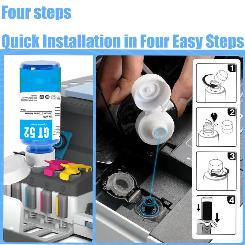 GT53XL GT52 Refill Ink For HP GT5820 GT411 GT582 GT410 518 519 510 531 672 726 755 798 Printer gt53xl gt52 Refill Dye Ink