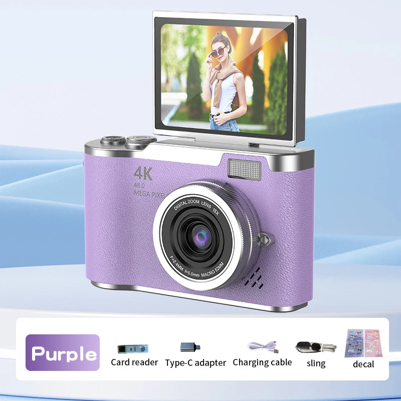 Digital Camera 4K 48MP Photography Camera Video Camcorder Rechargeable Cameras 2.4 inch Screen Camcorder for Kid Adult Beginners