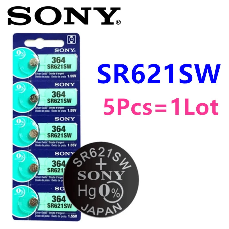 5Pcs Original Sony 337 SR416SW 364 SR621SW 371 SR920SW 377 SR626SW 379 SR521SW 395 399 SR927SW Button Batteria Coin Cells