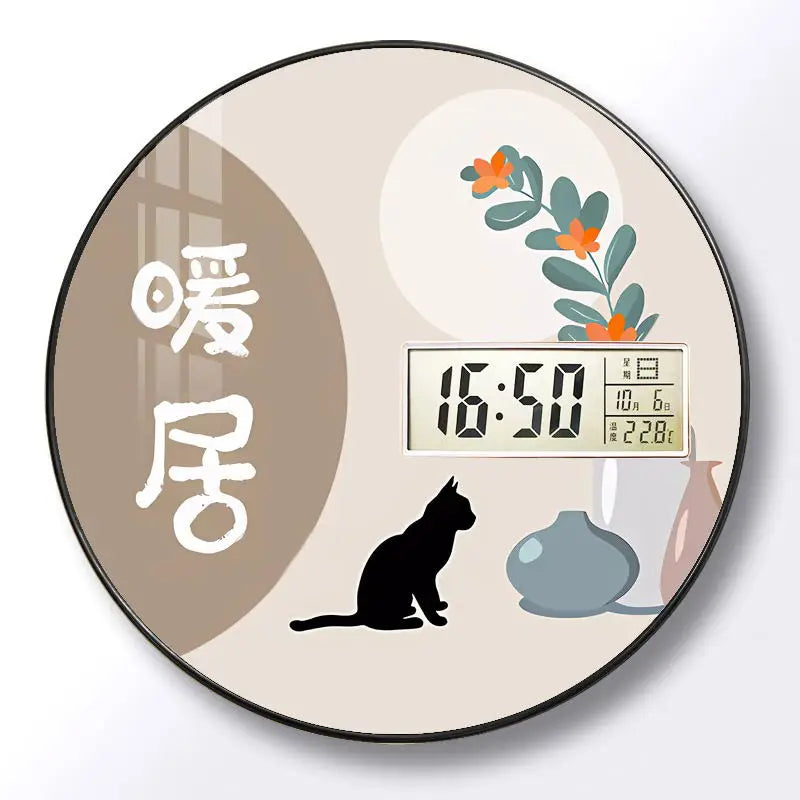 Modern wall clock for living room, home use, creative, silent, drill-free wall-mounted decorative painting electronic clock