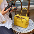 Minimalist Lychee Pattern PU Leather Handbag Women Luxury Casual Commute dating Bag Solid Color Trendy Zipper Closure Boston Bag