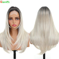 210g/pcs 180% Density Lace Wig 6-24-613 Color Middle Part Glueless Lace Wigs 24 Inch Ombre Blonde Synthetic Hair Daily Use Wigs