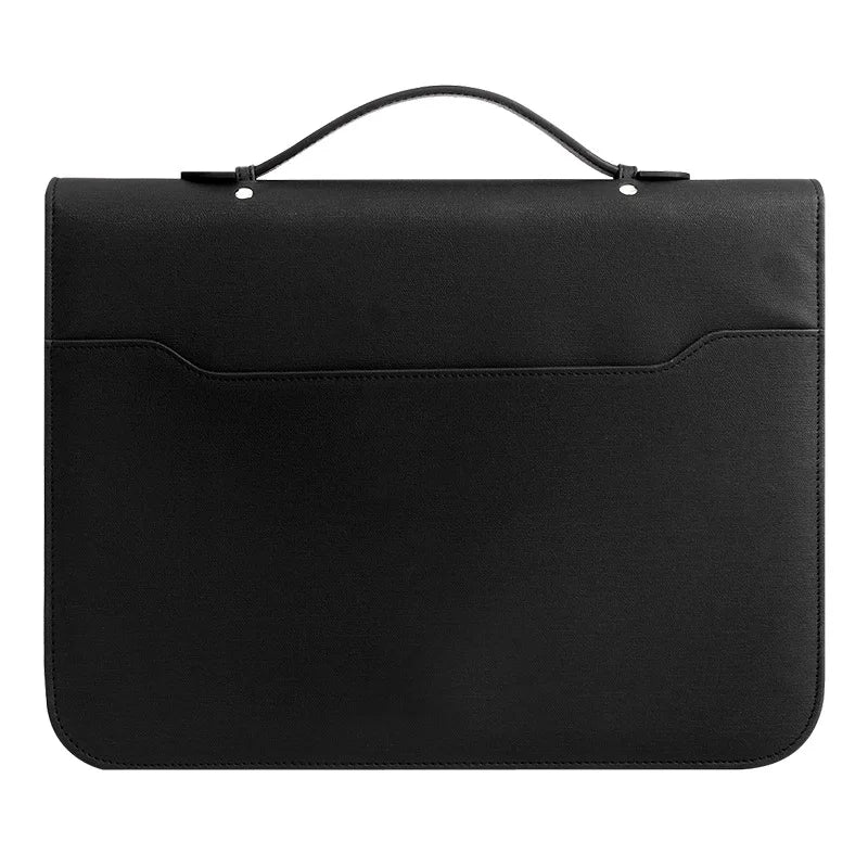 New A4 Portfolio 4 Ring Binder with Zipper, PU Leather Padfolio Document Organizer with Storage, Professional Business Briefcase