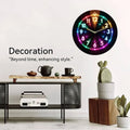 Creative 2D Flat Wall Clock Round LED Digital Display Wooden Alarm Clock Early Education Silent Electronic Color Clock Learning