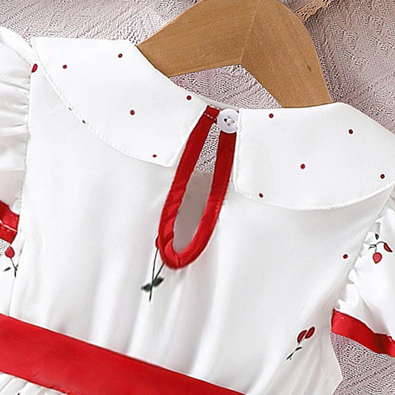 2025 Summer New Girls Infant Floral Print Dress Breathable Baby Princess Dress 0-3 Years Cool Short Sleeve Outfit