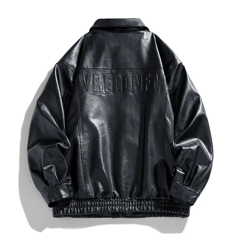 New men's PU leather jacket, stand-up motorcycle-style jacket, leather jacket for casual wear, high-quality durable jacket
