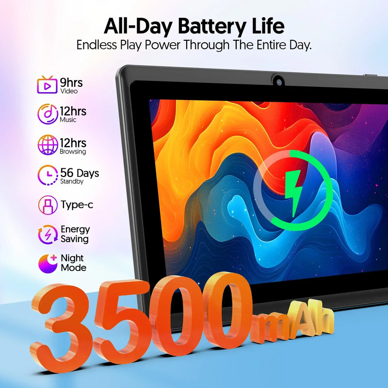 BAKEN 10-inch Tablet (Android 13, Quad-core, 2GB+32GB, supports 1TB expansion, WiFi 6, dual cameras); includes protective case