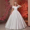 Elegant Flower Girl Dresses for Wedding Satin Beaded - View 5 | SAMAG