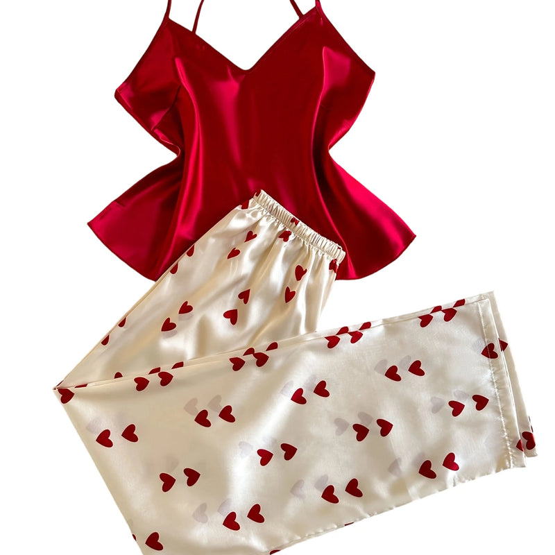 New V Neck Women's Pajamas with Contrast Color Solid | SAMAG