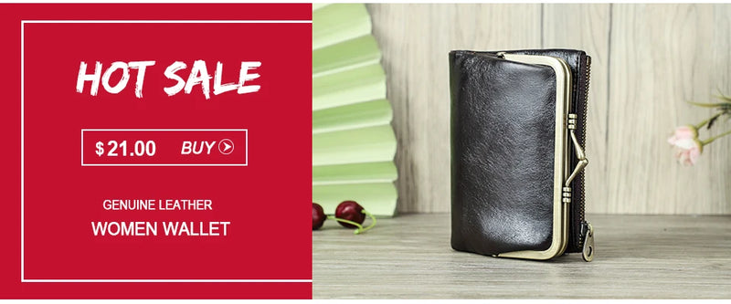 CONTACT'S Fashion Genuine Leather Women Wallet Bifold Card Holder Coin Purse Small Women's Purse Money Clip Men Pocket Wallets