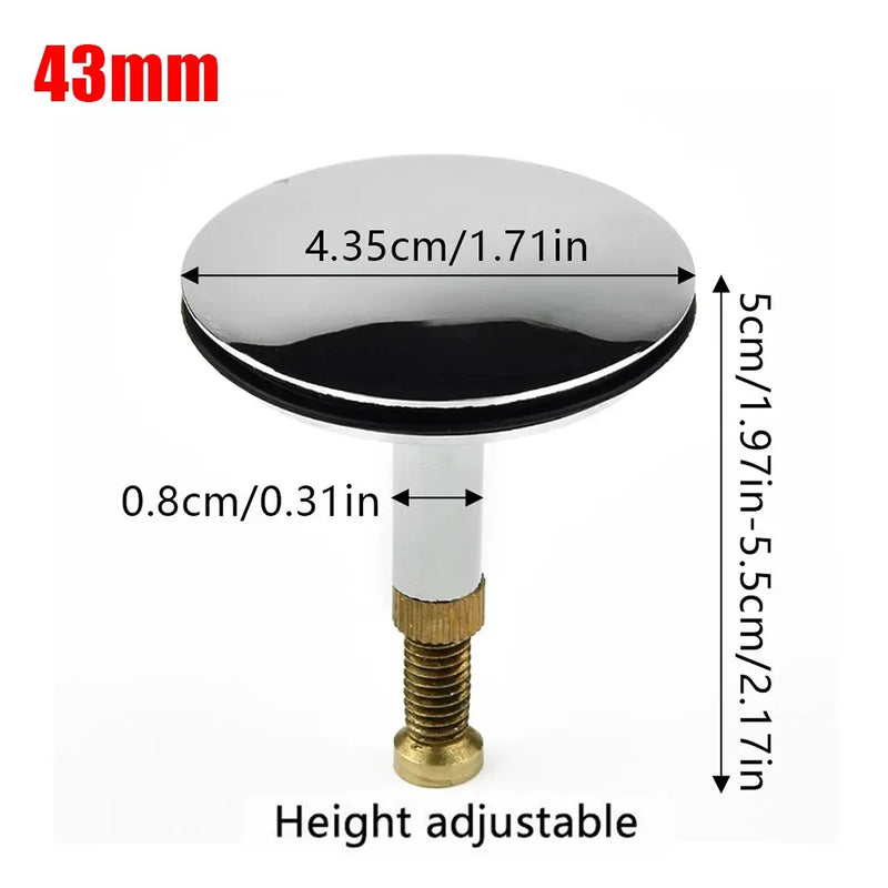 1Pcs New Pop Up Waste Stopper Bathtub Plug Only Flat Seal Brass Bath Stopper 43mm Adjustable Bathroom Tub Drain Filter