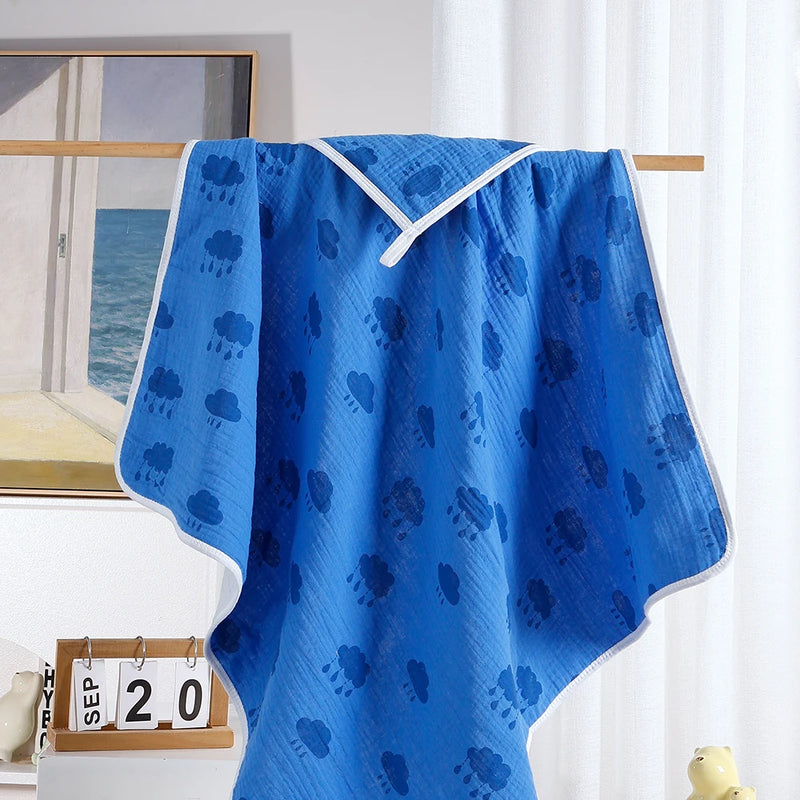 Happyflute Hooded Baby Towel 1Pc Cotton Soft Absorbent Reusable Washable Comfortable Gentle Care Newborn Toddler Bath Wrap