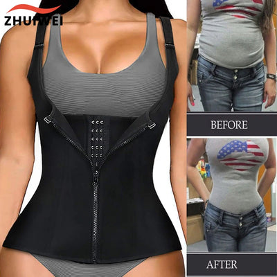 Women Waist Trainer Corset Zipper Vest Body Shaper | SAMAG