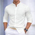 Men's stand-up collar white or black long-sleeved shirt | SAMAG