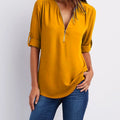 Women Cool Loose Shirt Deep V Neck Chiffon Fashion Blouse - View 14 | SAMAG