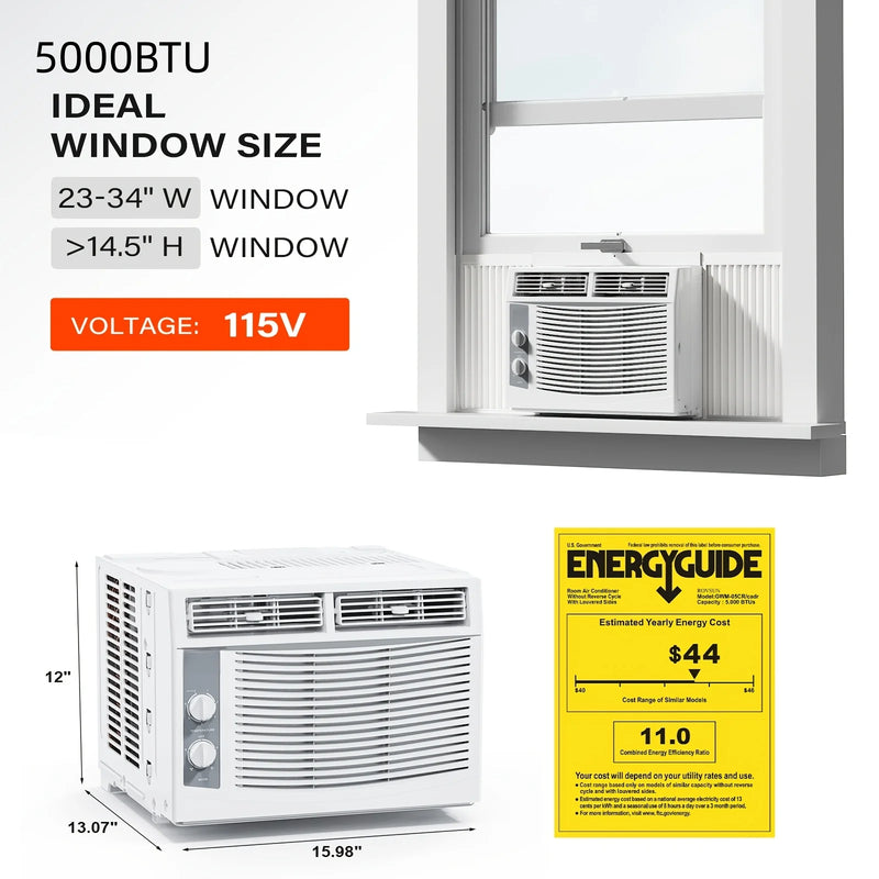 Window Air Conditioner with Easy Install Kit, 115V/60Hz, Ideal for Homes, Offices, Or Apartments, Cool solely