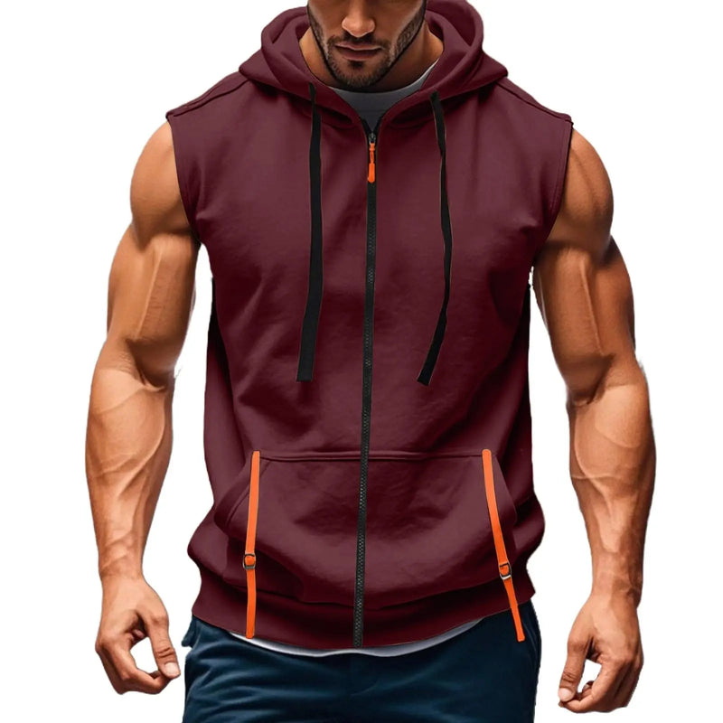 Men Hooded Sleeveless Shirt Casual Gym Tank Top Male Breathable Bodybuilding Vest Basketball Shirt Fashion Singlet Man Clothes
