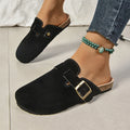 Fashion Gold Woven Buckle Clogs for Women 2026 Summer Closed Toe Cork Sole Mule Shoes Woman Non-slip Flat Heels Half Slippers