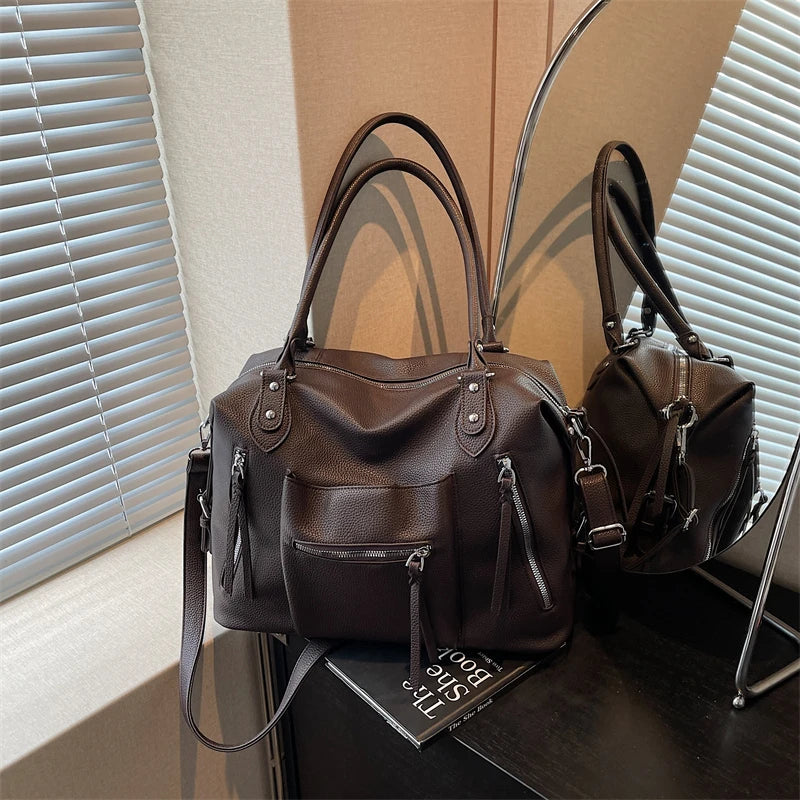 High Quality Soft Leather Crossbody Shoulder Bag for Women Luxury Brand Designe Casual Daily Use Casual Tote Bag Winter Style