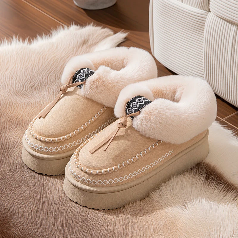 Winter Fluffy Women's Slippers Casual Plush Luxury Designer Woman Shoes Indoor Outdoor Platform Fuzzy Fur Slides Ankle Boot Soft