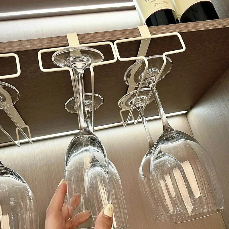 No Drilling Metal Wine Glass Holder - Stemware Rack for Under Cabinet Storage Kitchen Organization - View 2 | SAMAG